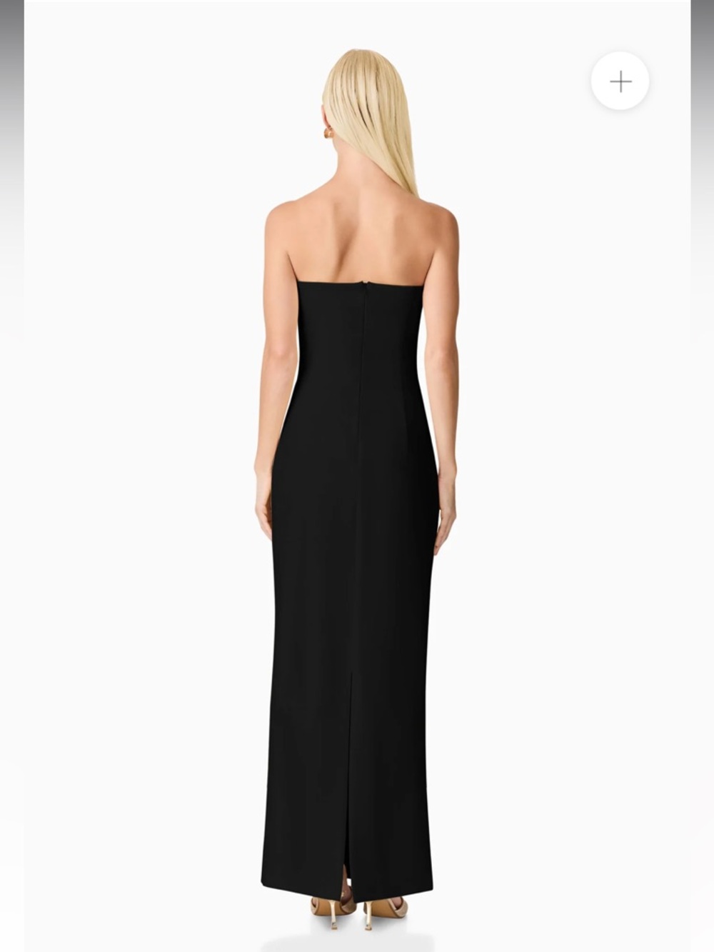 elliatt evee black 3d floral applique strapless fitted maxi dress LBD Large NEW - Picture 6 of 12